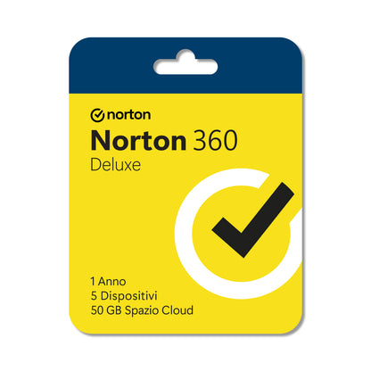 Norton 360 Deluxe 2026 - Antivirus 5 Dispositivi - 50GB Cloud - Licenza 1 Anno